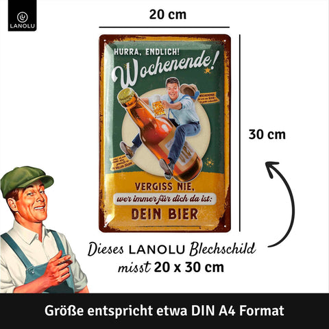 Blechschild Endlich Wochenende mit Bier
