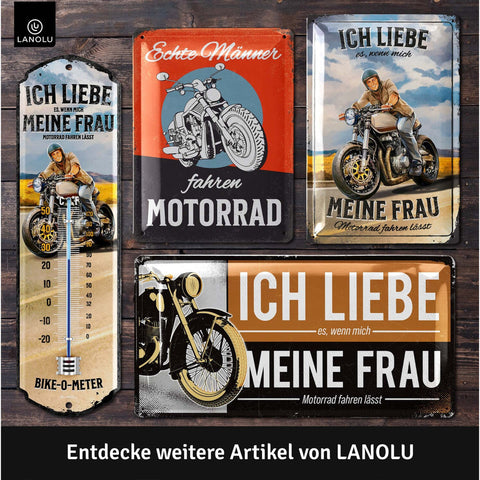Blechschild Affe auf Motorrad