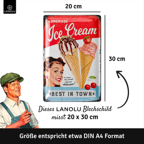 Blechschild Homemade Ice Cream