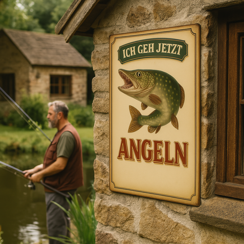 Ich geh jetzt Angeln Blechschild