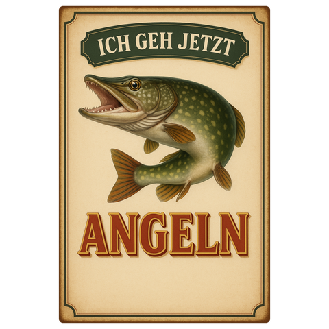 Ich geh jetzt Angeln Blechschild