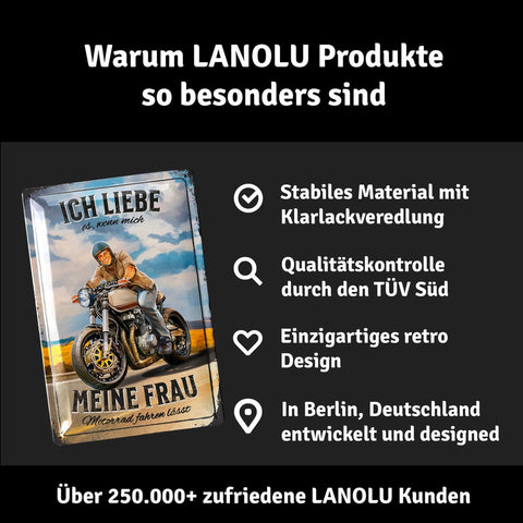 Blechschild Ich liebe meine Frau Motorrad