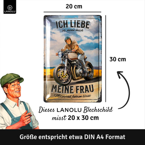 Blechschild Ich liebe meine Frau Motorrad