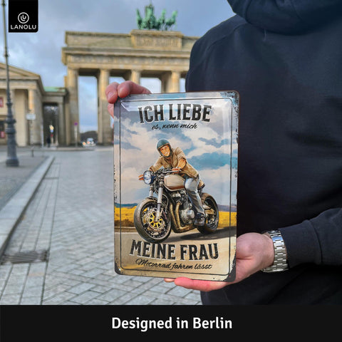Blechschild Ich liebe meine Frau Motorrad