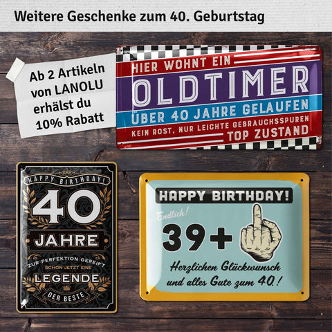 Blechschild Klassiker 40 Jahre - 17x34cm