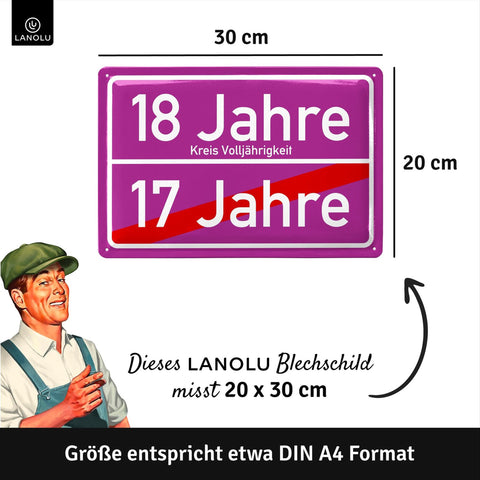 Blechschild 18 Jahre Volljährigkeit