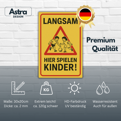 Langsam hier spielen Kinder Blechschild