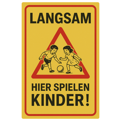 Langsam hier spielen Kinder Blechschild