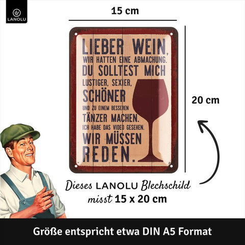 Blechschild Lieber Wein