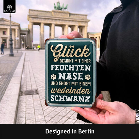 Blechschild Glück Hund