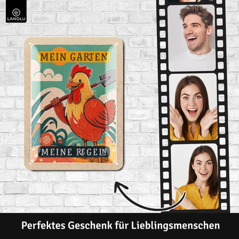 Blechschild Garten Regeln Huhn