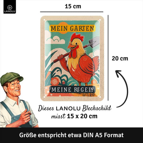 Blechschild Garten Regeln Huhn