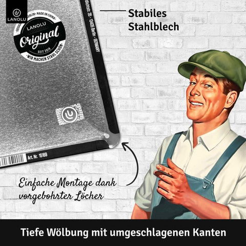 Blechschild Trabant durch Mauer