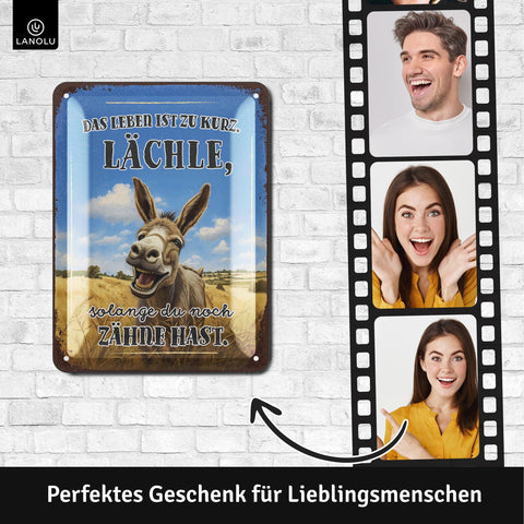 Blechschild Leben ist zu kurz. Lächle