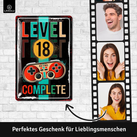 Blechschild Retro Gaming Controller lvl.18