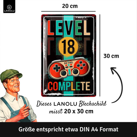 Blechschild Retro Gaming Controller lvl.18