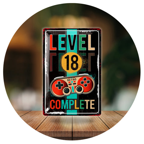 Blechschild Retro Gaming Controller lvl.18