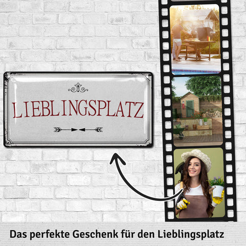 Blechschild Lieblingsplatz weiß