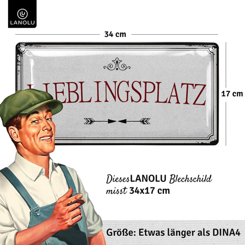 Blechschild Lieblingsplatz weiß
