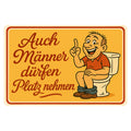 Männer hinsetzen auf Toilette Blechschild