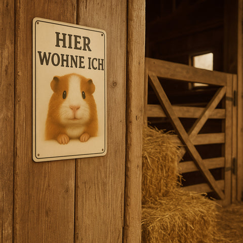 Meerschweinchen hier wohne Blechschild