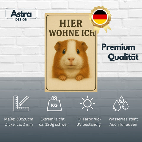 Meerschweinchen hier wohne Blechschild