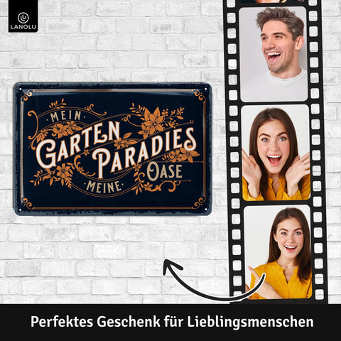 Blechschild Garten Paradies / Oase