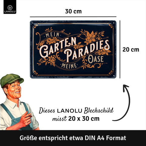 Blechschild Garten Paradies / Oase