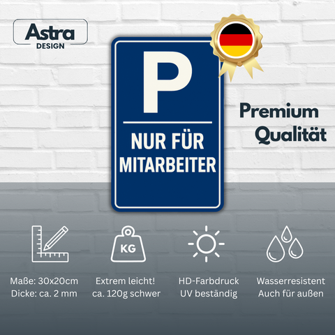 Mitarbeiter Parkplatz Blechschild