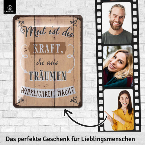 Blechschild Mut ist die Kraft