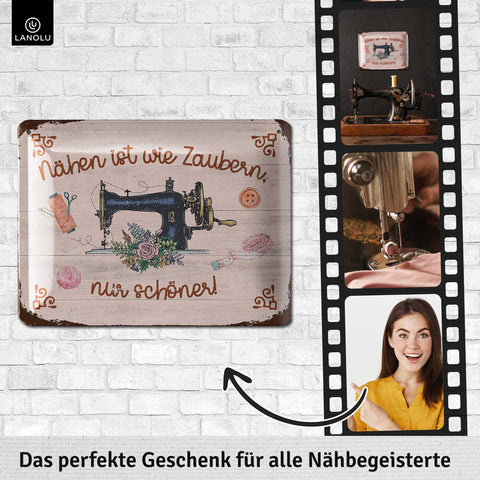 Blechschild Nähen (rosa)