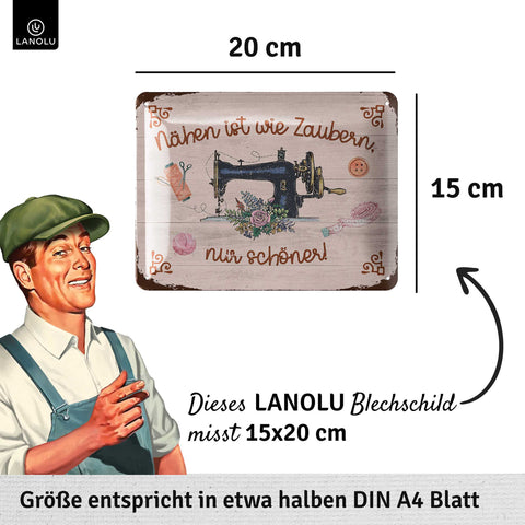 Blechschild Nähen (rosa)