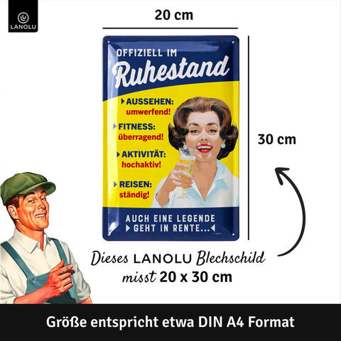 Blechschild Offiziell Im Ruhestand Frau