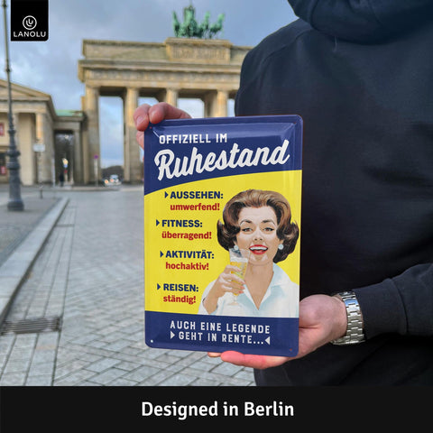 Blechschild Offiziell Im Ruhestand Frau