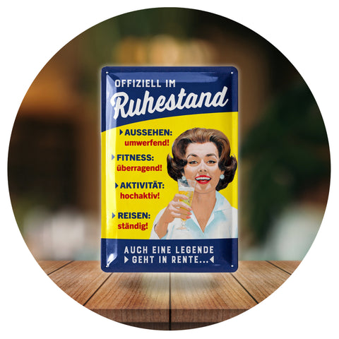 Blechschild Offiziell Im Ruhestand Frau