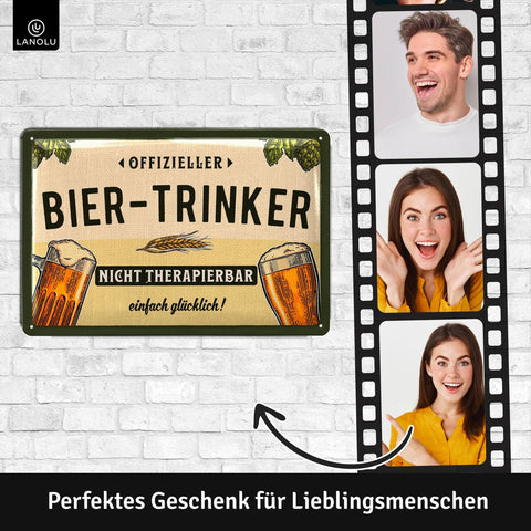 Blechschild Bier trinker