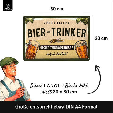 Blechschild Bier trinker