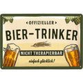 Blechschild Bier trinker