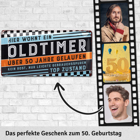 Blechschild Oldtimer 50 Jahre