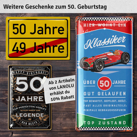 Blechschild Oldtimer 50 Jahre