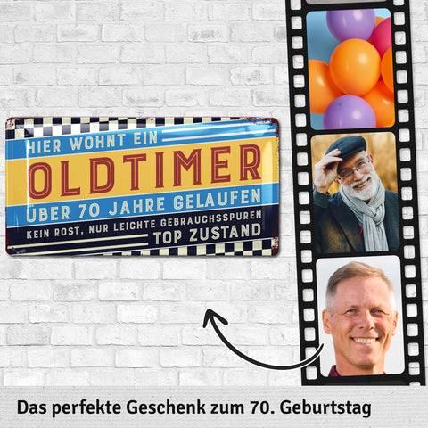 Blechschild Oldtimer 70 Jahre