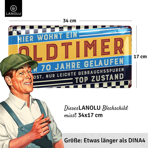 Blechschild Oldtimer 70 Jahre