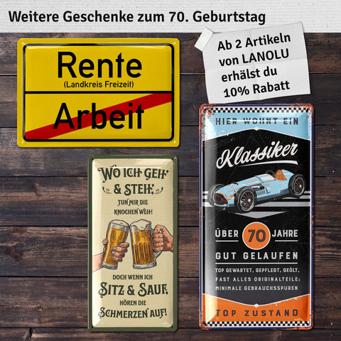 Blechschild Oldtimer 70 Jahre