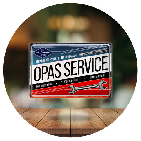 Blechschild Service von Opa