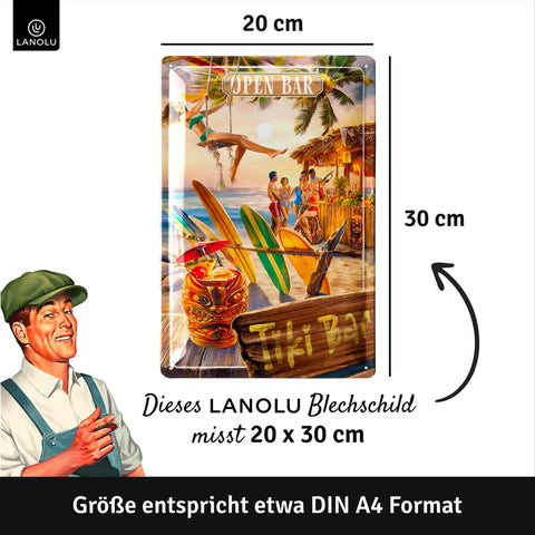 Blechschild Open Tiki Bar