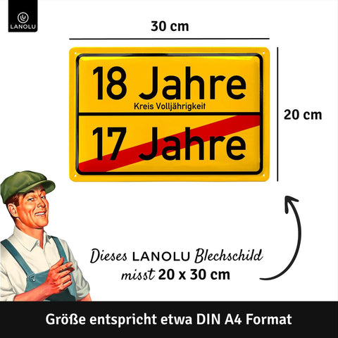 Blechschild 18 Jahre Volljährig