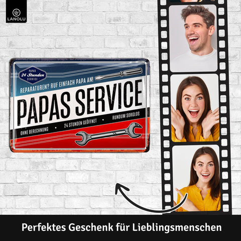 Blechschild Papas Service 24 Stunden
