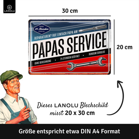 Blechschild Papas Service 24 Stunden