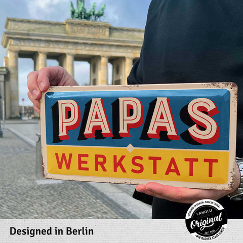 Blechschild Papas Werkstatt