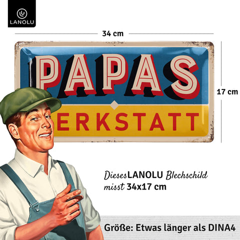 Blechschild Papas Werkstatt